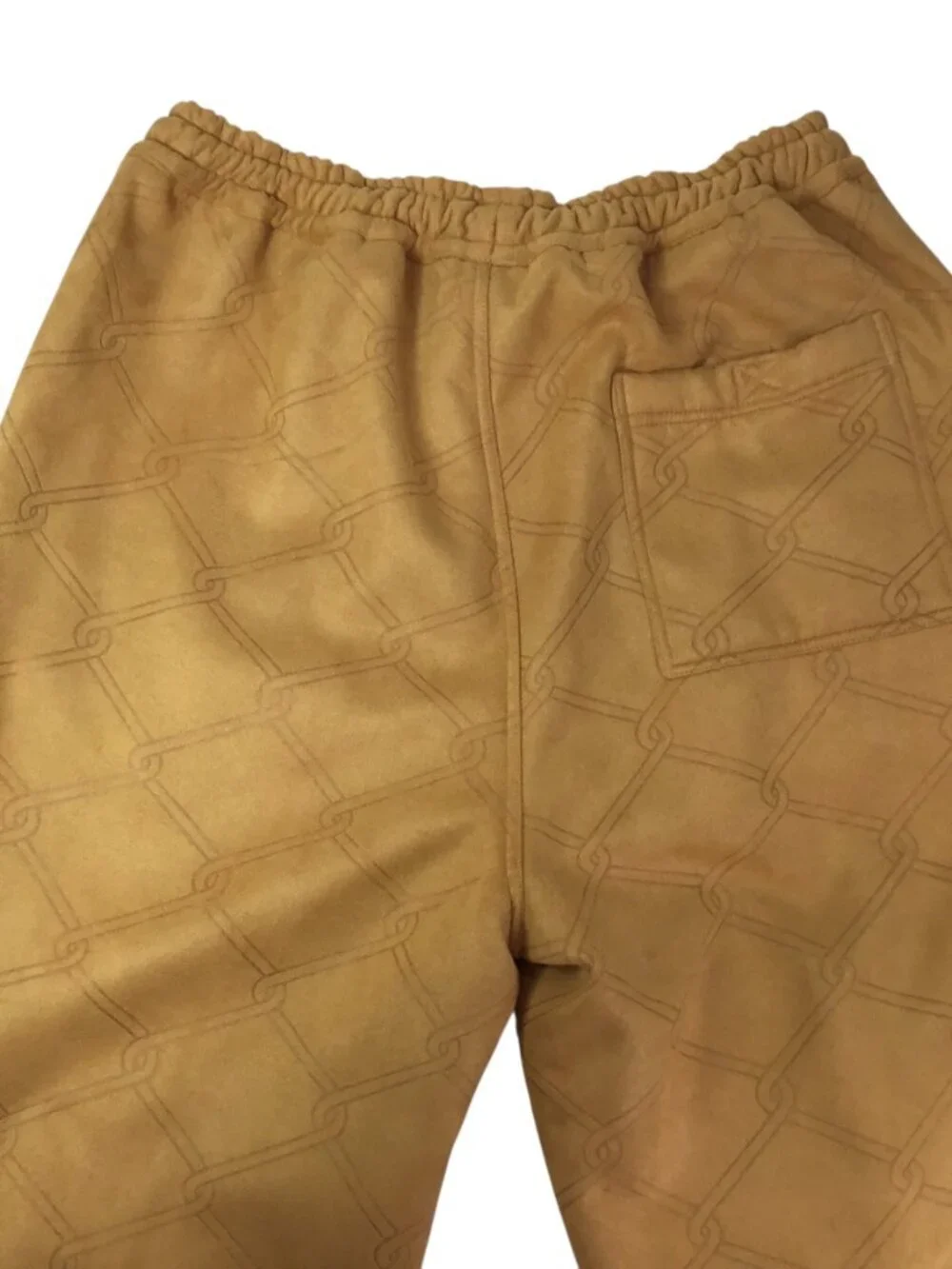 Vtg Godbody Denim NWT Banger Gold Velour Jogger Track Pants Quilted XL Embossed